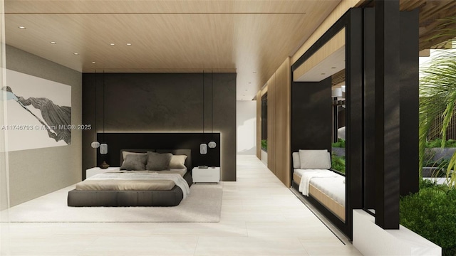 228302 W Dilido Dr, Miami Beach, FL 33139 - bedroom with recessed lighting and wooden ceiling