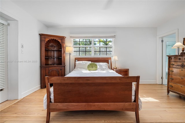 bedroom featuring light hardwood / wood-style flooring