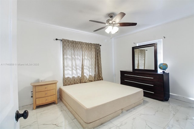 bedroom featuring ceiling fan