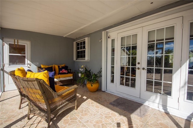 view of patio / terrace with french doors and outdoor lounge area