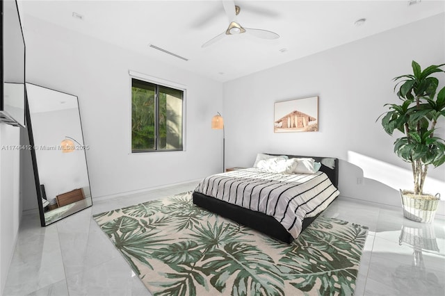 bedroom featuring ceiling fan