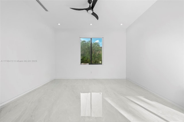 unfurnished room with ceiling fan