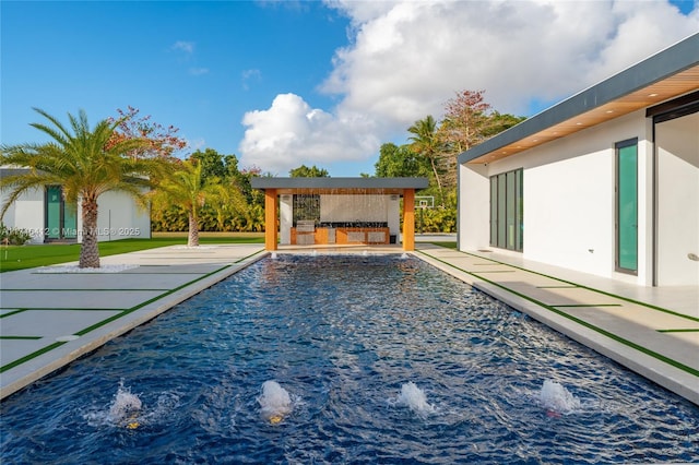 view of pool featuring a gazebo and a patio area