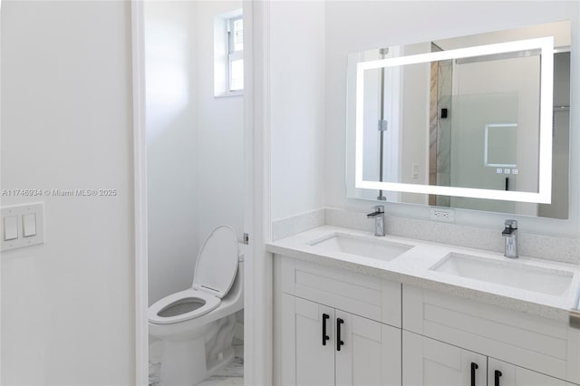 312 SE Via Sangro Prt, St Lucie, FL 34952 - bathroom with double vanity and marble look tiles