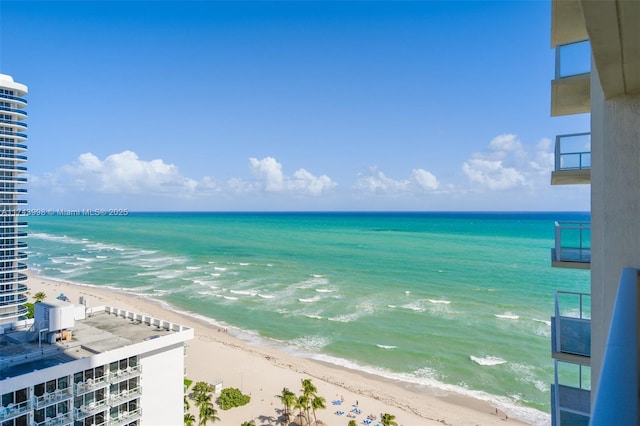 view of water feature featuring a beach view