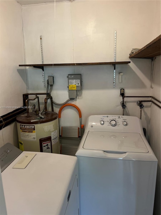 2713 NW 53rd St, Tamarac, FL 33309 - clothes washing area featuring washer and dryer, water heater, and laundry area