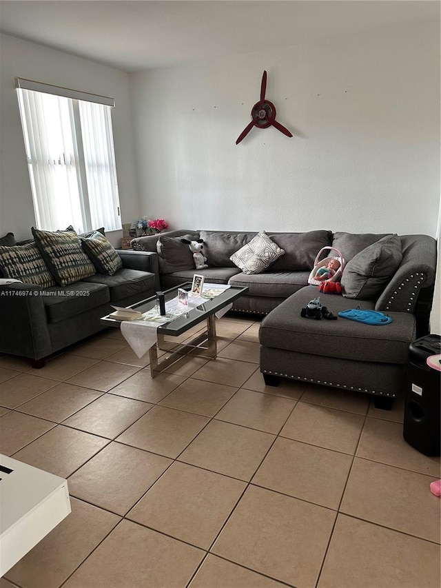 view of tiled living room