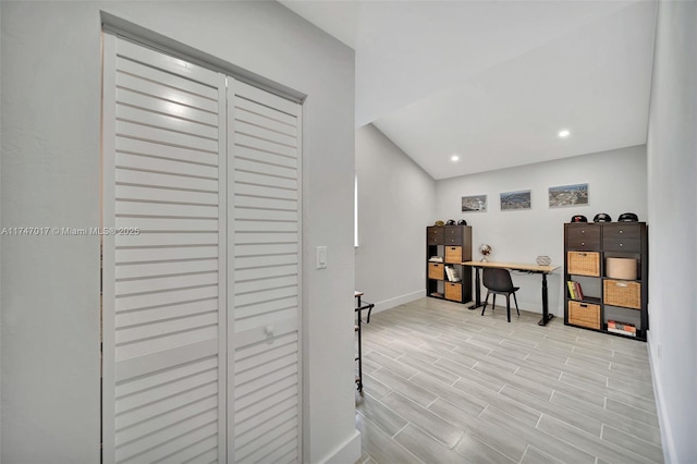 office area featuring light hardwood / wood-style flooring