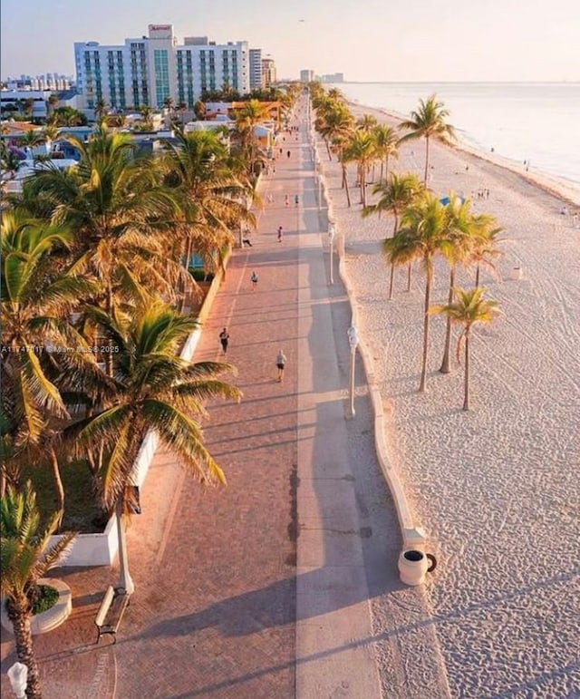 aerial view with a beach view and a water view