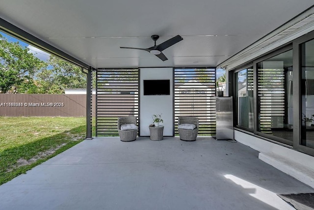 view of patio / terrace featuring ceiling fan