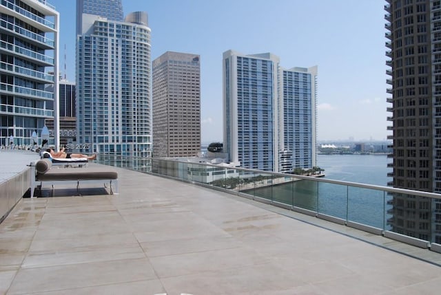 balcony with a water view