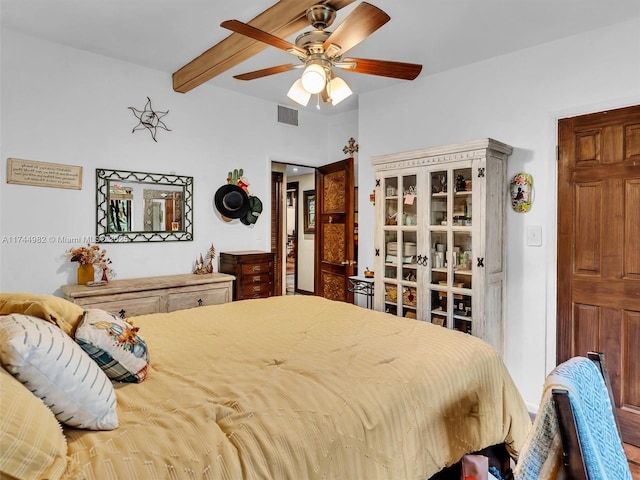 6200 SW 112th St, Pinecrest, FL 33156 - bedroom featuring beam ceiling and ceiling fan