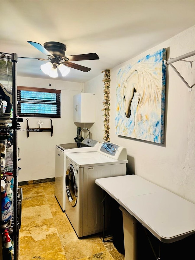 6200 SW 112th St, Pinecrest, FL 33156 - washroom with cabinet space, separate washer and dryer, and ceiling fan