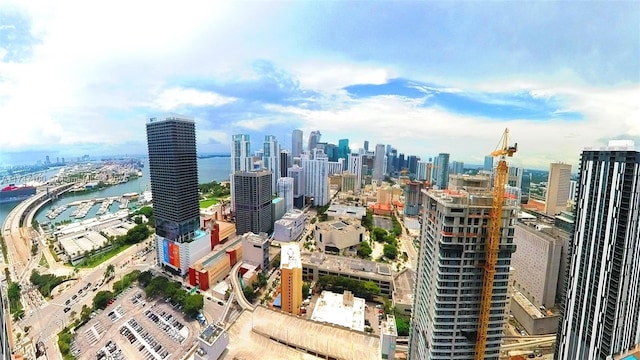 view of city with a water view