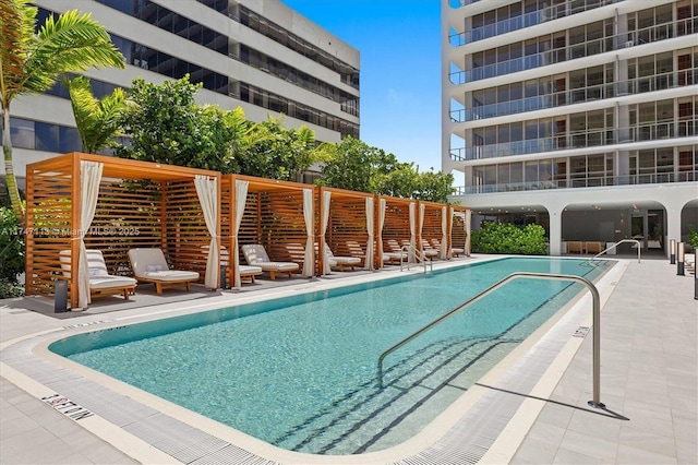 view of pool featuring a patio