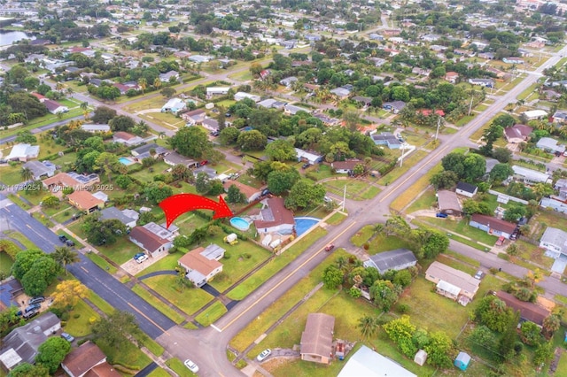 bird's eye view with a residential view