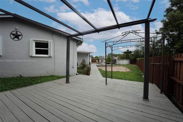 deck with glass enclosure and fence