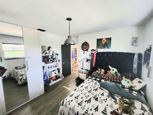 bedroom featuring dark wood-type flooring