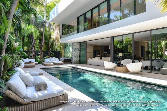 view of swimming pool featuring outdoor lounge area