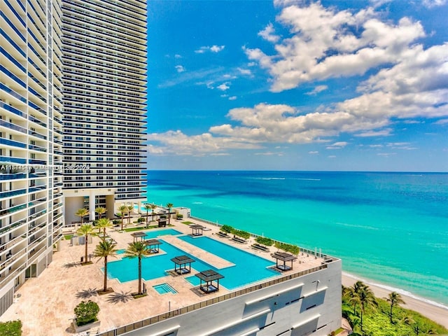 exterior space with a view of the beach