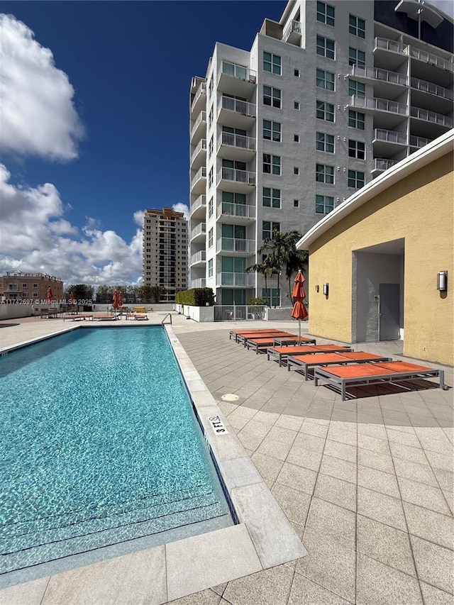 view of pool with a patio