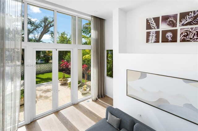 335 W 46th St, Miami Beach, FL 33140 - entryway featuring light hardwood / wood-style flooring, plenty of natural light, and expansive windows
