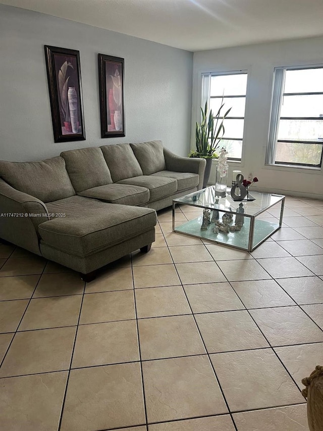 view of tiled living room