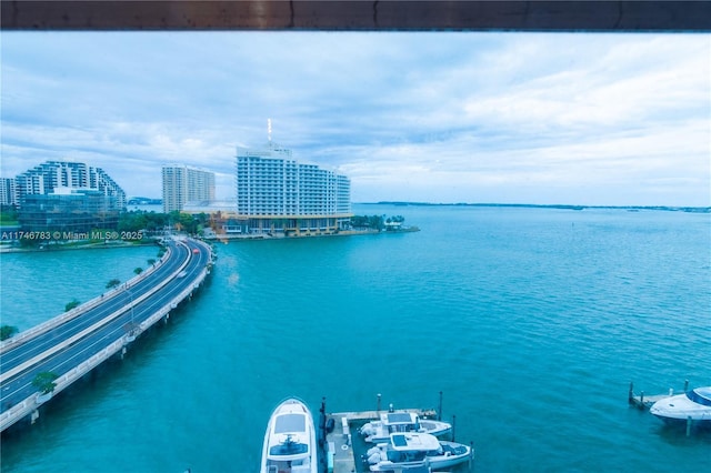 property view of water featuring a city view