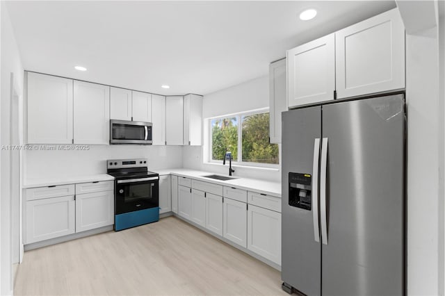 kitchen featuring white cabinetry, appliances with stainless steel finishes, and sink