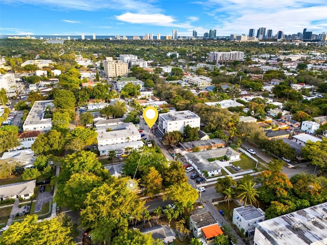 drone / aerial view with a city view