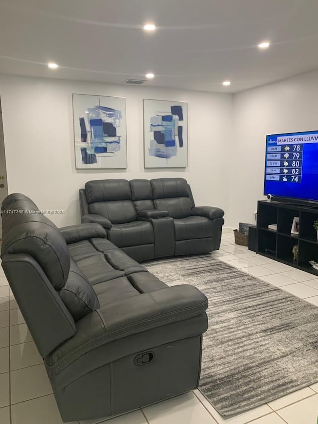 862 NW 132nd Ct, Miami, FL 33182 - living room featuring visible vents, tile patterned flooring, and recessed lighting