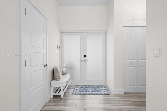 entrance foyer with light hardwood / wood-style flooring