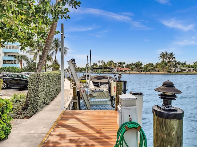 dock area with a water view