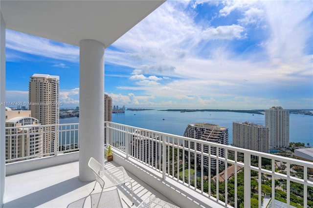 balcony with a water view