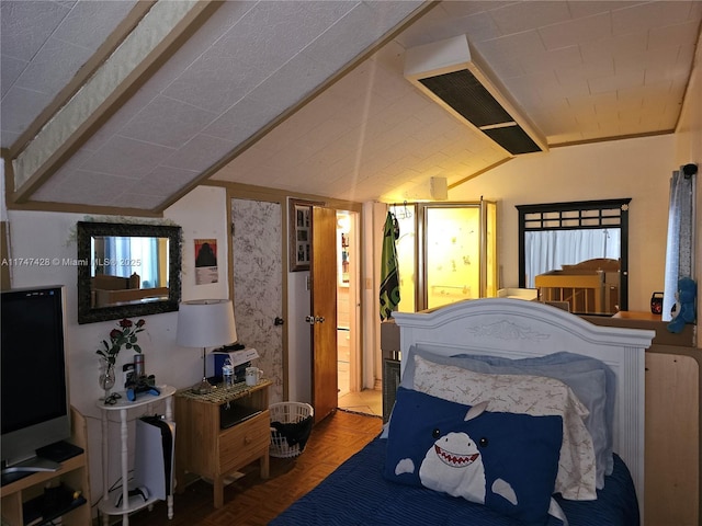 bedroom with vaulted ceiling