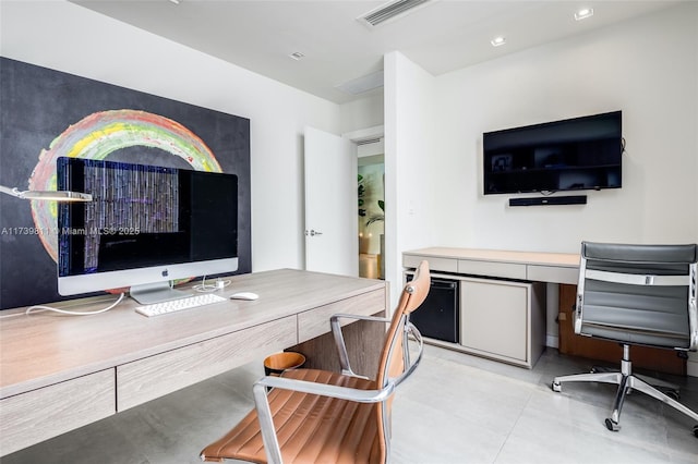 office area featuring built in desk