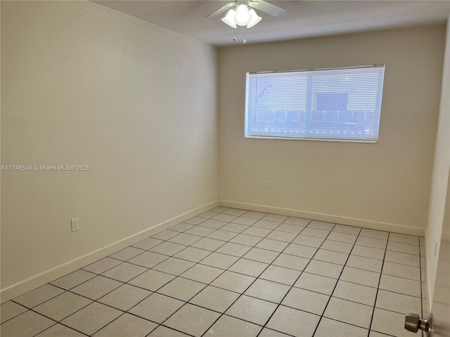 unfurnished room with ceiling fan