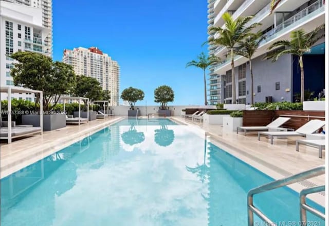 view of pool featuring a patio area