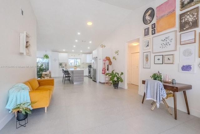 interior space with vaulted ceiling