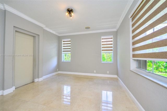1632 NE Winterberry Ln, Weston, FL 33327 - spare room with baseboards, ornamental molding, and a healthy amount of sunlight