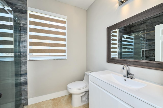 1632 NE Winterberry Ln, Weston, FL 33327 - bathroom with a stall shower, baseboards, vanity, and toilet