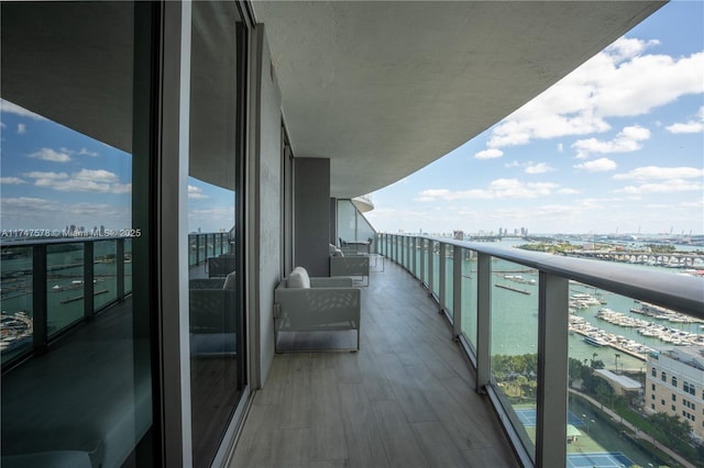 balcony with a water view