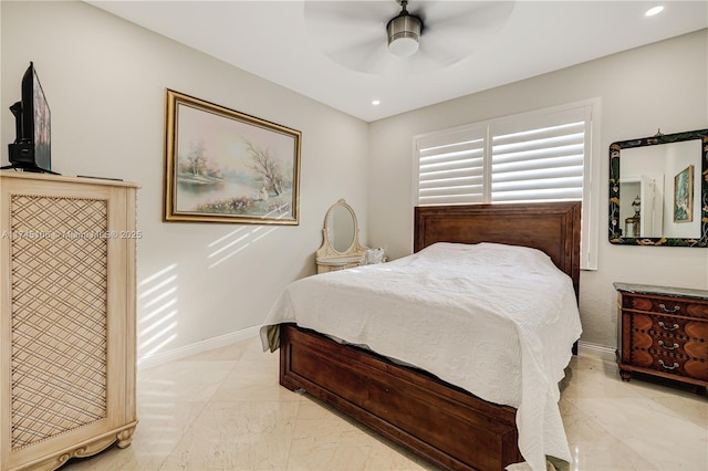 bedroom featuring ceiling fan