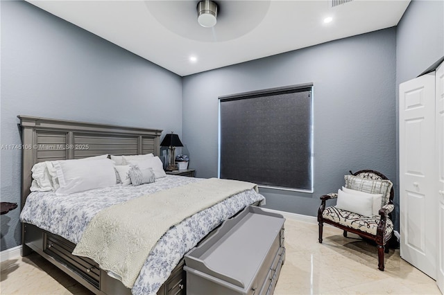 bedroom featuring ceiling fan