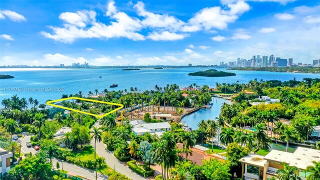 7331 Belle Meade Island Dr, Miami, FL 33138 - bird's eye view of a nearby body of water and city skyline
