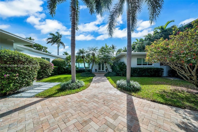 7331 Belle Meade Island Dr, Miami, FL 33138 - view of property hidden behind natural elements with a front lawn and stucco siding
