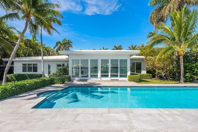 7331 Belle Meade Island Dr, Miami, FL 33138 - swimming pool with a patio area and a sunroom