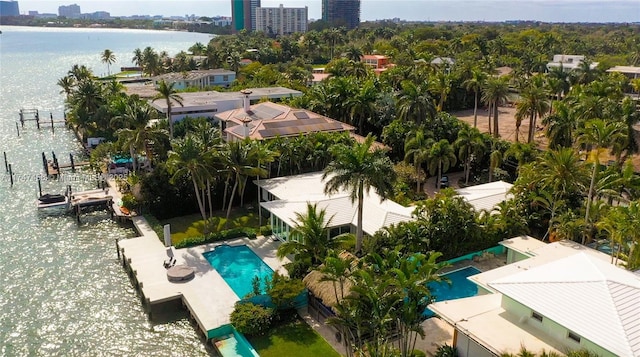 7331 Belle Meade Island Dr, Miami, FL 33138 - aerial view of a pool area and a nearby body of water