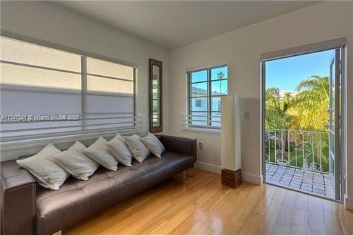 living room with light wood-type flooring