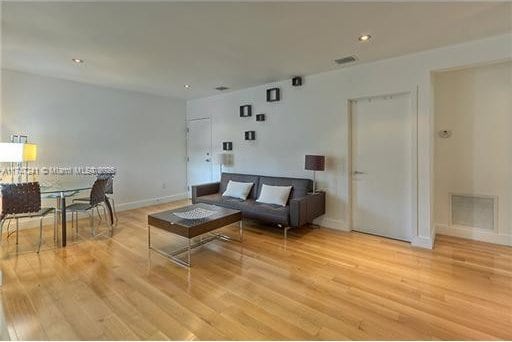 living room featuring light hardwood / wood-style floors